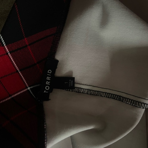 Torrid Red and Black Plaid Asymmetrical Pencil Skirt - Picture 2 of 3